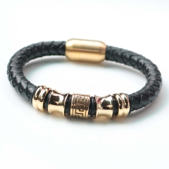 Stainless steel jewelry bangle Leather bracelet Wholesale