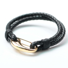 Stainless steel jewelry bangle Leather bracelet Wholesale