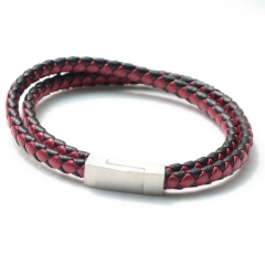 Stainless steel jewelry bangle Leather bracelet Wholesale