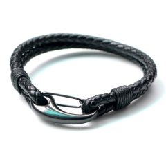 Stainless steel jewelry bangle Leather bracelet Wholesale