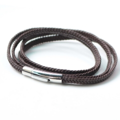 Stainless steel jewelry bangle Leather bracelet Wholesale