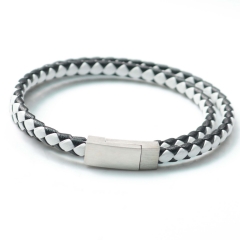 Stainless steel jewelry bangle Leather bracelet Wholesale
