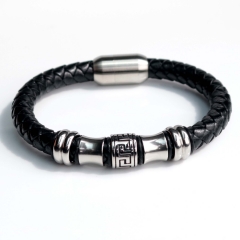 Stainless steel jewelry bangle Leather bracelet Wholesale