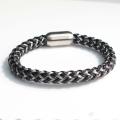 Stainless steel jewelry bangle Leather bracelet Wholesale
