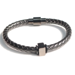 Stainless steel jewelry bangle Leather bracelet Wholesale