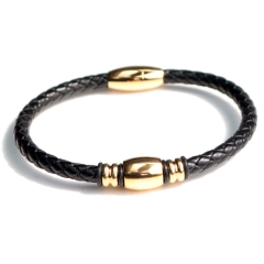 Stainless steel jewelry bangle Leather bracelet Wholesale