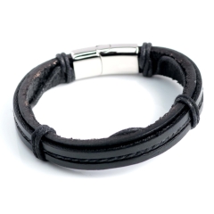 Stainless steel jewelry bangle Leather bracelet Wholesale