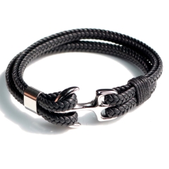 Stainless steel jewelry bangle Leather bracelet Wholesale