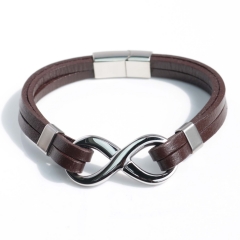 Stainless steel jewelry bangle Leather bracelet Wholesale