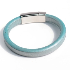 Stainless steel jewelry bangle Leather bracelet Wholesale