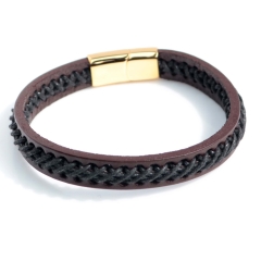 Stainless steel jewelry bangle Leather bracelet Wholesale