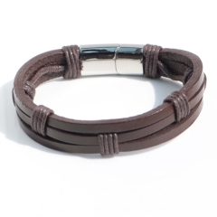 Stainless steel jewelry bangle Leather bracelet Wholesale