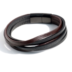 Stainless steel jewelry bangle Leather bracelet Wholesale