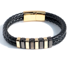 Stainless steel jewelry bangle Leather bracelet Wholesale