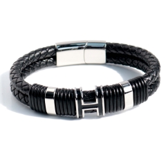 Stainless steel jewelry bangle Leather bracelet Wholesale