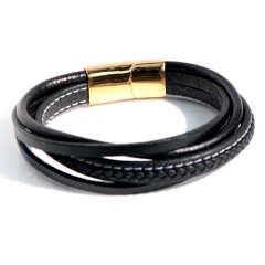 Stainless steel jewelry bangle Leather bracelet Wholesale