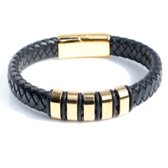 Stainless steel jewelry bangle Leather bracelet Wholesale