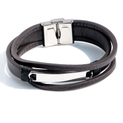 Stainless steel jewelry bangle Leather bracelet Wholesale
