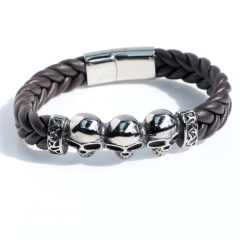 Stainless steel jewelry bangle Leather bracelet Wholesale