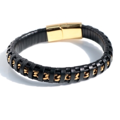 Stainless steel jewelry bangle Leather bracelet Wholesale