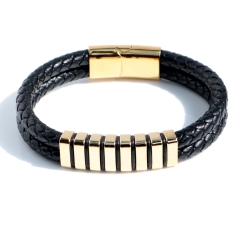 Stainless steel jewelry bangle Leather bracelet Wholesale