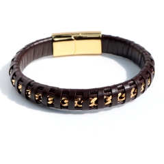 Stainless steel jewelry bangle Leather bracelet Wholesale