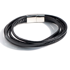 Stainless steel jewelry bangle Leather bracelet Wholesale