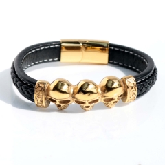 Stainless steel jewelry bangle Leather bracelet Wholesale