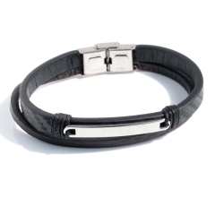 Stainless steel jewelry bangle Leather bracelet Wholesale