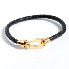 Stainless steel jewelry bangle Leather bracelet Wholesale