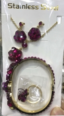 Stainless steel jewelry Necklace Earrings Bracelet ring set Wholesale