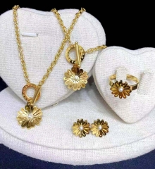 Stainless steel jewelry Necklace Earrings Bracelet ring set Wholesale