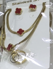 Stainless steel jewelry Necklace Earrings Bracelet ring set Wholesale