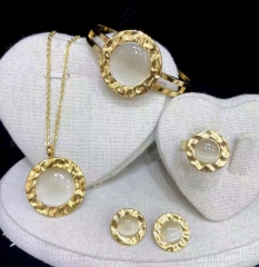 Stainless steel jewelry Necklace Earrings Bracelet ring set Wholesale