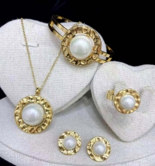 Stainless steel jewelry Necklace Earrings Bracelet ring set Wholesale