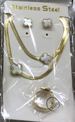 Stainless steel jewelry Necklace Earrings Bracelet ring set Wholesale