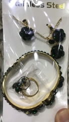 Stainless steel jewelry Necklace Earrings Bracelet ring set Wholesale
