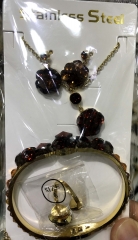 Stainless steel jewelry Necklace Earrings Bracelet ring set Wholesale