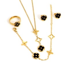 Stainless steel jewelry Necklace Earrings Bracelet ring set Wholesale