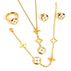 Stainless steel jewelry Necklace Earrings Bracelet ring set Wholesale