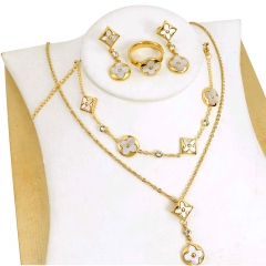 Stainless steel jewelry Necklace Earrings Bracelet ring set Wholesale