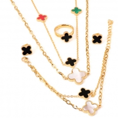 Stainless steel jewelry Necklace Earrings Bracelet ring set Wholesale