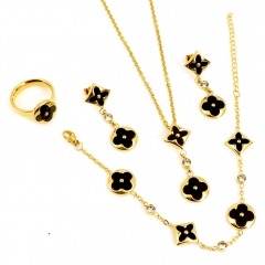 Stainless steel jewelry Necklace Earrings Bracelet ring set Wholesale