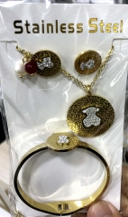 Stainless steel jewelry Necklace Earrings Bracelet ring set Wholesale