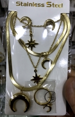 Stainless steel jewelry Necklace Earrings Bracelet ring set Wholesale