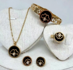 Stainless steel jewelry Necklace Earrings Bracelet ring set Wholesale