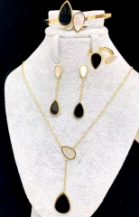 Stainless steel jewelry Necklace Earrings Bracelet ring set Wholesale