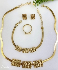 Stainless steel jewelry Necklace Earrings Bracelet ring set Wholesale