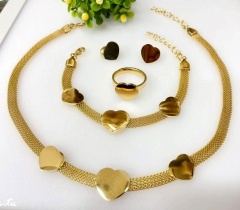 Stainless steel jewelry Necklace Earrings Bracelet ring set Wholesale