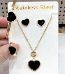 Stainless steel jewelry Necklace Earrings Bracelet ring set Wholesale
